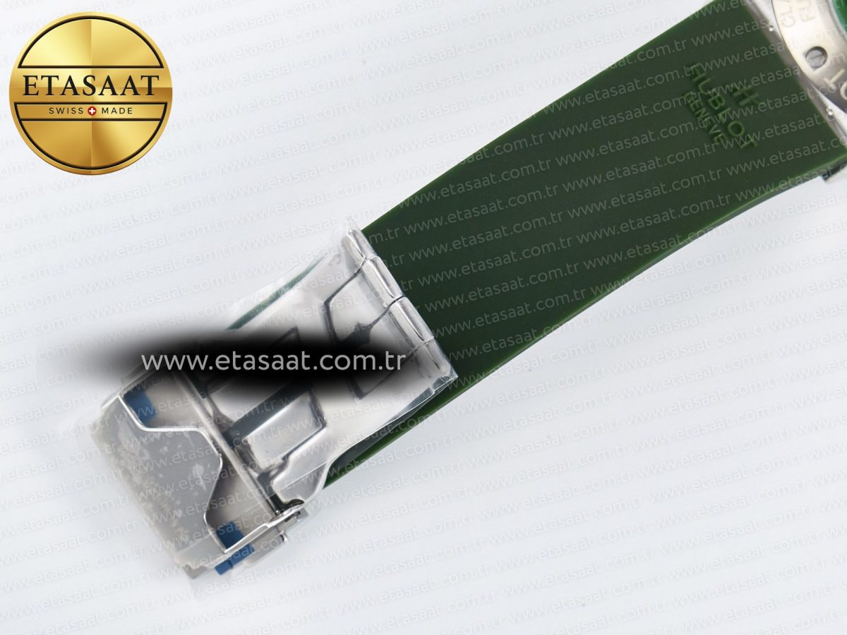 Hublot Classic Fusion Bang 42mm HBF 1:1 Best Edition Green Dial Diamonds Bezel on Green Rubber Strap A2892 - Görsel 23
