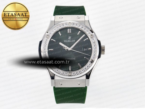 Hublot Classic Fusion Bang 42mm HBF Yeşil Kadran A2892 V2 Eta Saat - 1:1 Süper Klon Replika Saat