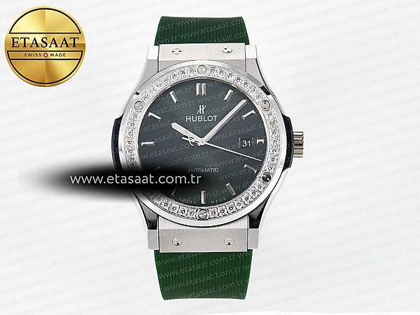 Hublot Classic Fusion Bang 42mm HBF Yeşil Kadran A2892 V2 Eta Saat - 1:1 Süper Klon Replika Saat
