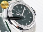 Hublot Classic Fusion Bang 42mm HBF 1:1 Best Edition Green Dial Diamonds Bezel on Green Rubber Strap A2892 - Görsel 5