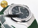 Hublot Classic Fusion Bang 42mm HBF 1:1 Best Edition Green Dial Diamonds Bezel on Green Rubber Strap A2892 - Görsel 7