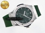 Hublot Classic Fusion Bang 42mm HBF 1:1 Best Edition Green Dial Diamonds Bezel on Green Rubber Strap A2892 - Görsel 8