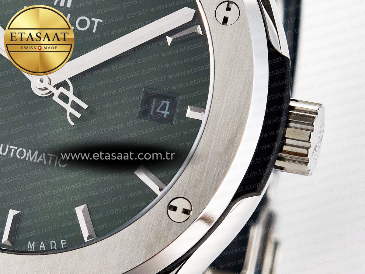 Hublot Classic Fusion Bang 42mm HBF 1:1 Best Edition Green Dial on Green Leather Strap A2892 - Görsel 11
