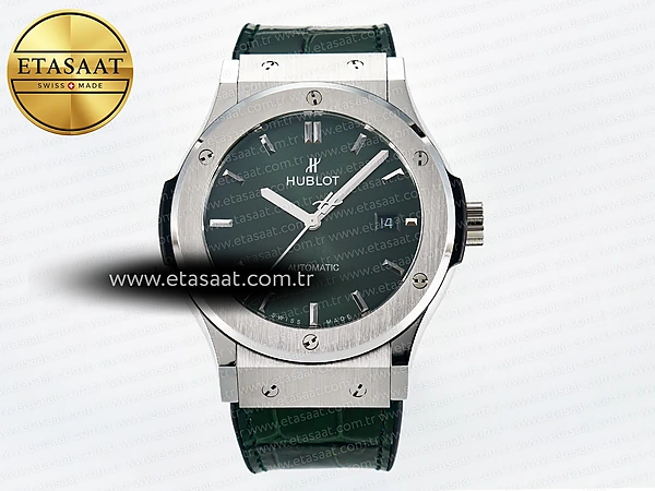 Hublot Classic Fusion Bang 42mm HBF Yeşil Kadran A2892 11 Eta Saat - 1:1 Süper Klon Replika Saat