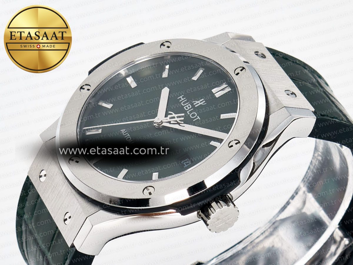 Hublot Classic Fusion Bang 42mm HBF 1:1 Best Edition Green Dial on Green Leather Strap A2892 - Görsel 6