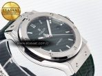 Hublot Classic Fusion Bang 42mm HBF 1:1 Best Edition Green Dial on Green Leather Strap A2892 - Görsel 7