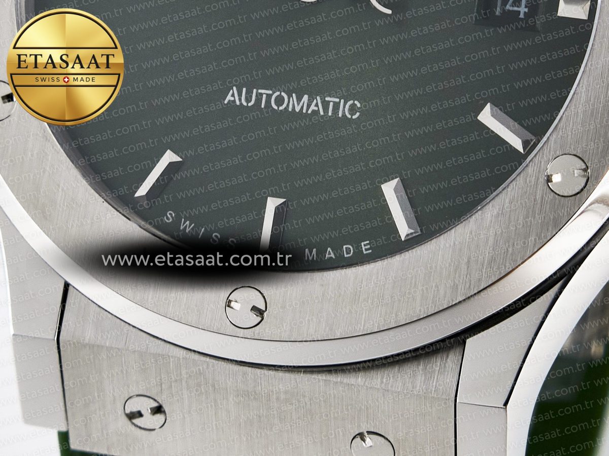 Hublot Classic Fusion Bang 42mm HBF 1:1 Best Edition Green Dial on Green Rubber Strap A2892 - Görsel 12