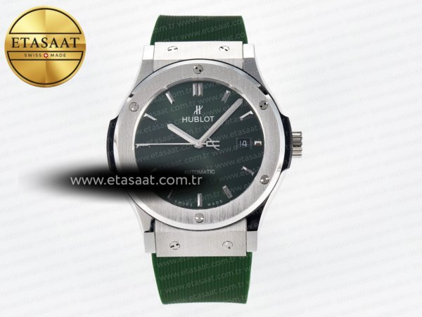 Hublot Classic Fusion Bang 42mm HBF Yeşil Kadran A2892 V3 Eta Saat - 1:1 Süper Klon Replika Saat