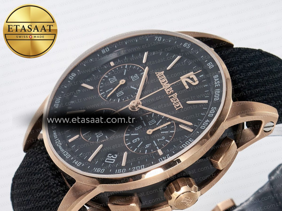 Audemars Piguet Code 11.59 Chrono 26393 RG APPF Best Edition Gray Dial on Black Nylon Strap A4401 - Görsel 6