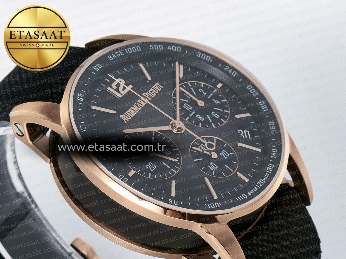 Audemars Piguet Code 11.59 Chrono 26393 RG APPF Best Edition Gray Dial on Black Nylon Strap A4401 - Görsel 7