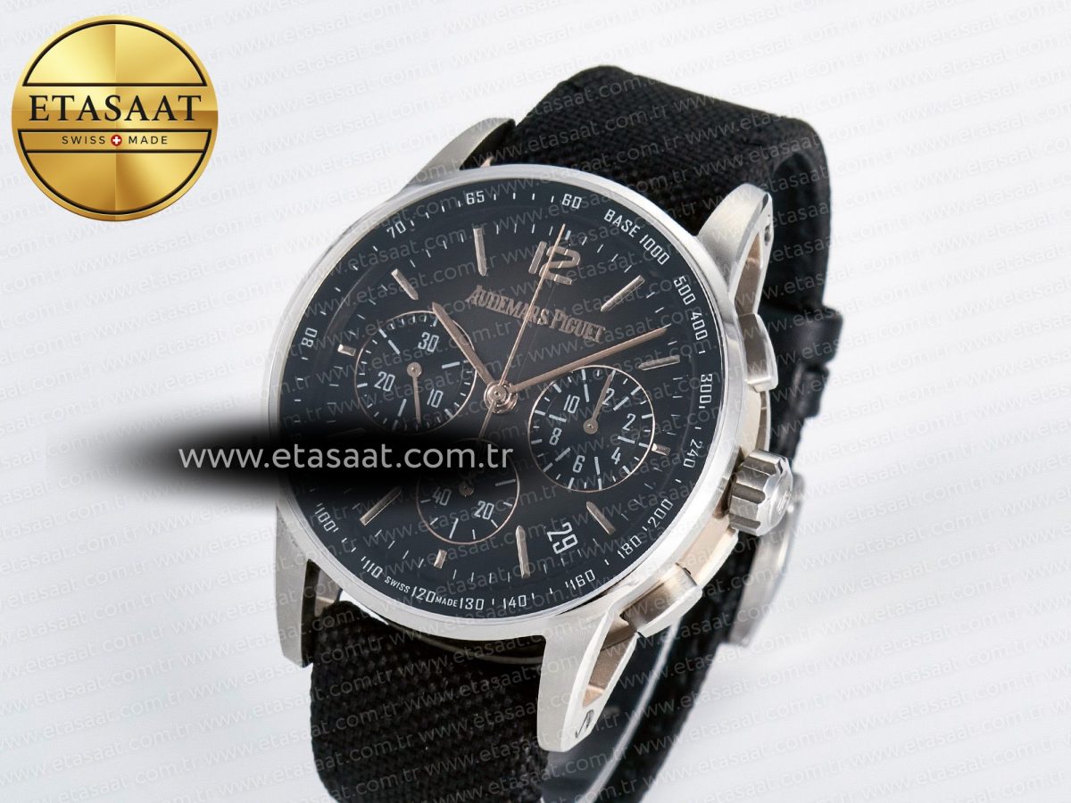 Audemars Piguet Code 11.59 Chrono 26393 SS APPF Best Edition Gray/RG Dial on Black Nylon Strap A4401 - Görsel 1