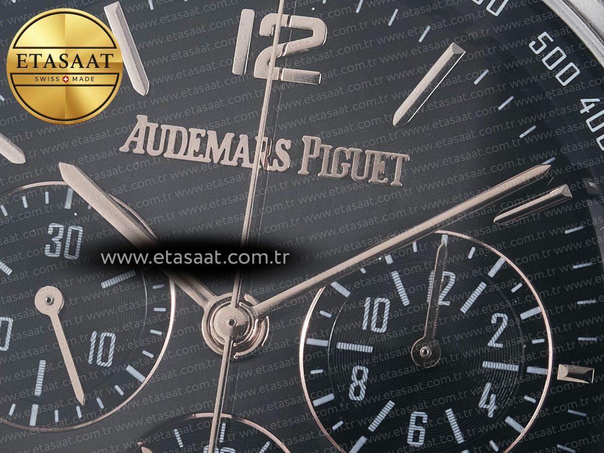 Audemars Piguet Code 11.59 Chrono 26393 SS APPF Best Edition Gray/RG Dial on Black Nylon Strap A4401 - Görsel 11