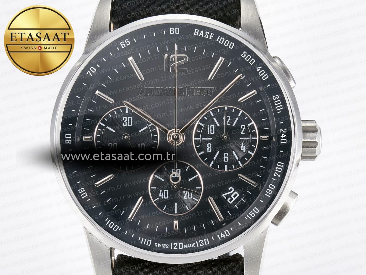 Audemars Piguet Code 11.59 Chrono 26393 SS APPF Best Edition Gray/RG Dial on Black Nylon Strap A4401 - Görsel 4
