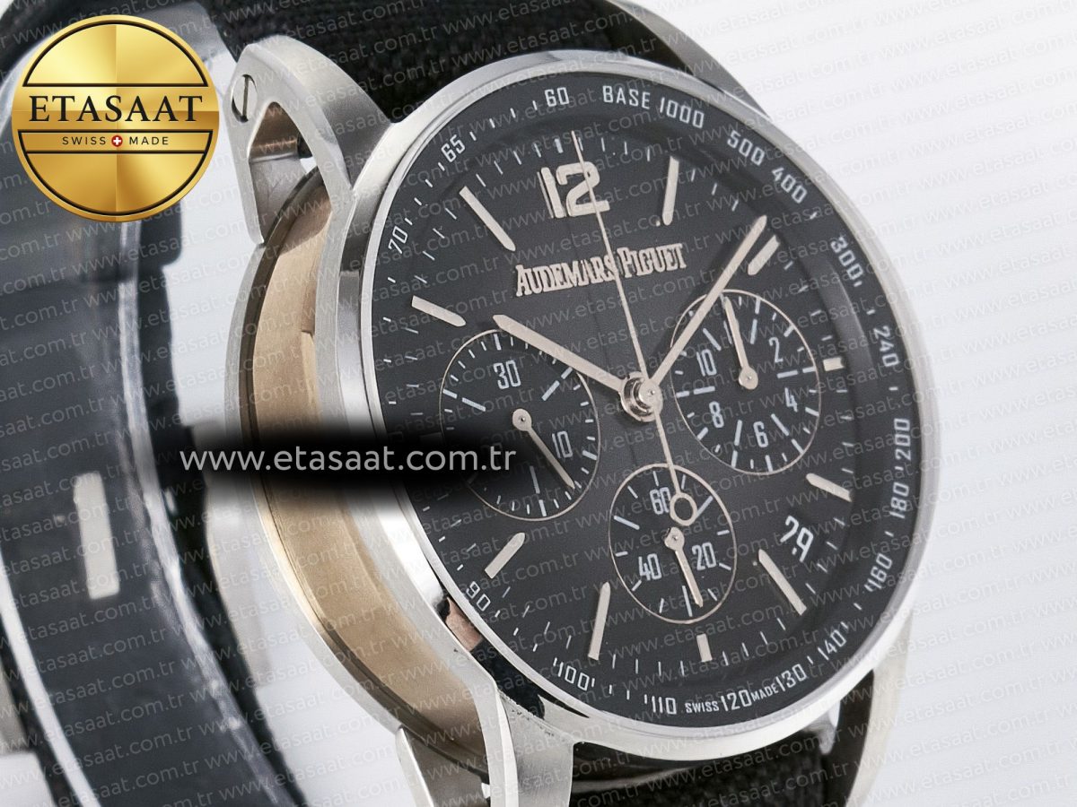 Audemars Piguet Code 11.59 Chrono 26393 SS APPF Best Edition Gray/RG Dial on Black Nylon Strap A4401 - Görsel 5