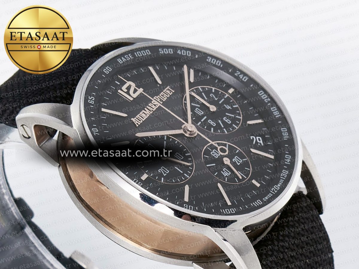 Audemars Piguet Code 11.59 Chrono 26393 SS APPF Best Edition Gray/RG Dial on Black Nylon Strap A4401 - Görsel 7
