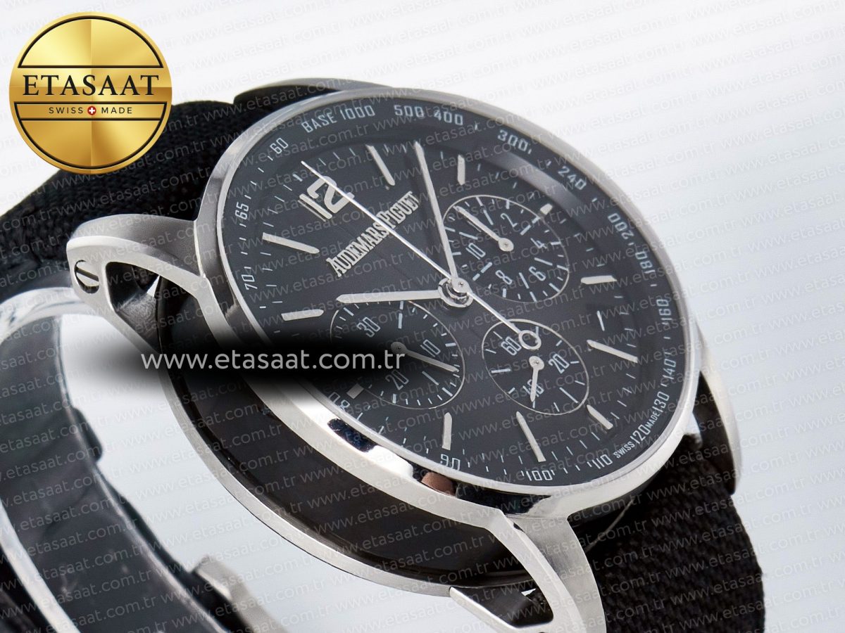 Audemars Piguet Code 11.59 Chrono 26393 SS APPF Best Edition Gray/SS Dial on Black Nylon Strap A4401 - Görsel 7