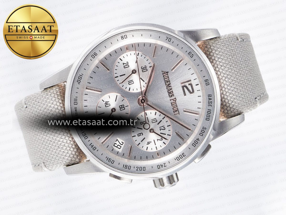 Audemars Piguet Code 11.59 Chrono 26393 SS APPF Best Edition Silver Dial on White Nylon Strap A4401 - Görsel 8