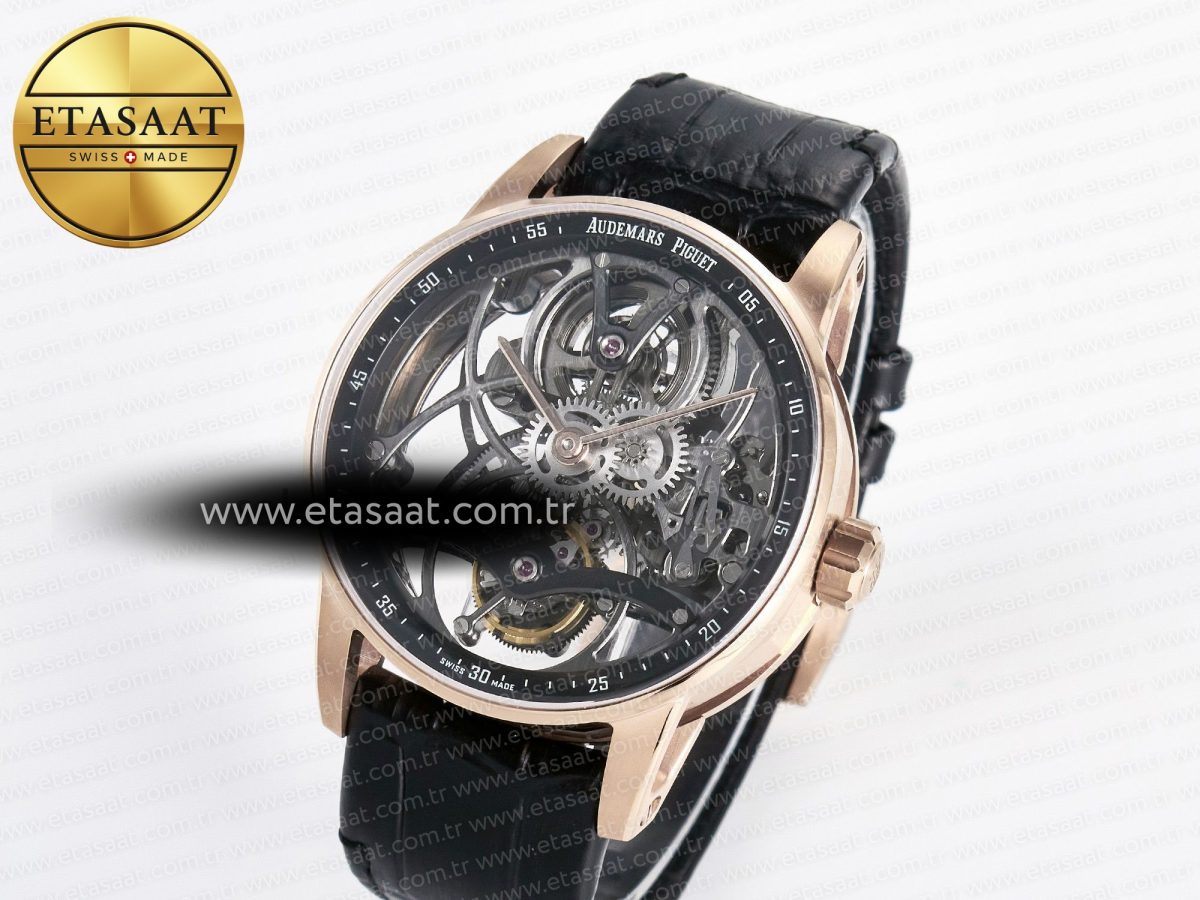 Audemars Piguet CODE 11.59 Tourbillon 26600 RG APPF Best Edition Black Dial on Black Leather Strap A2948 - Görsel 1