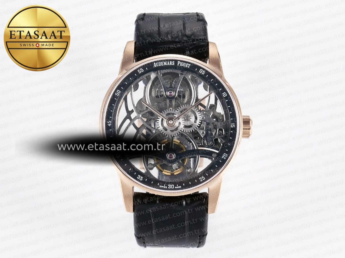 Audemars Piguet CODE 11.59 Tourbillon 26600 RG APPF Best Edition Black Dial on Black Leather Strap A2948 - Görsel 3
