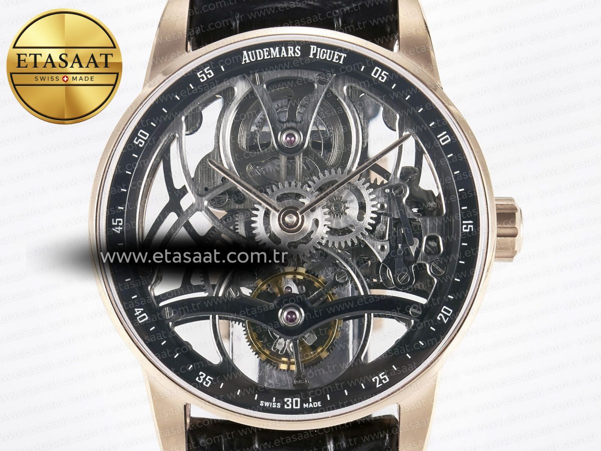 Audemars Piguet CODE 11.59 Tourbillon 26600 RG APPF Best Edition Black Dial on Black Leather Strap A2948 - Görsel 4