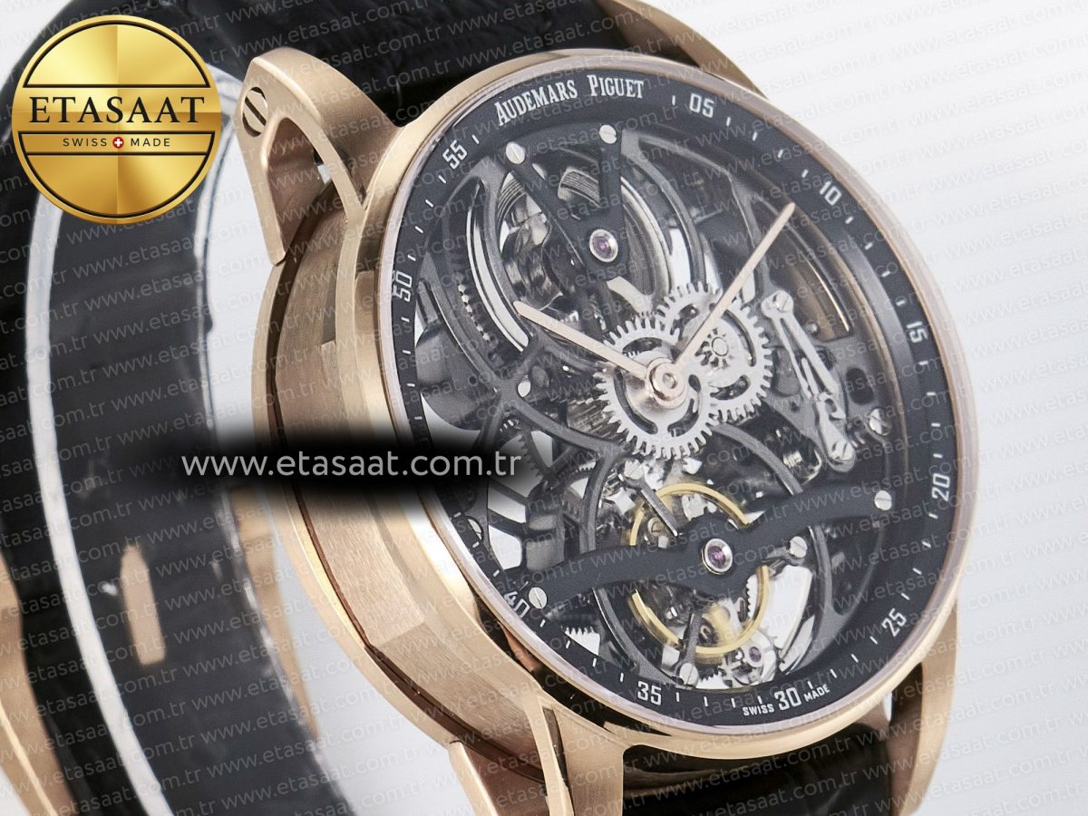 Audemars Piguet CODE 11.59 Tourbillon 26600 RG APPF Best Edition Black Dial on Black Leather Strap A2948 - Görsel 5