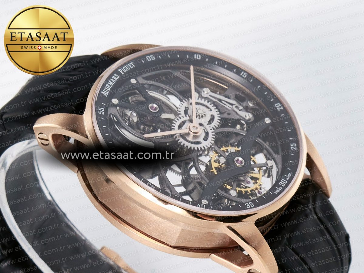 Audemars Piguet CODE 11.59 Tourbillon 26600 RG APPF Best Edition Black Dial on Black Leather Strap A2948 - Görsel 7
