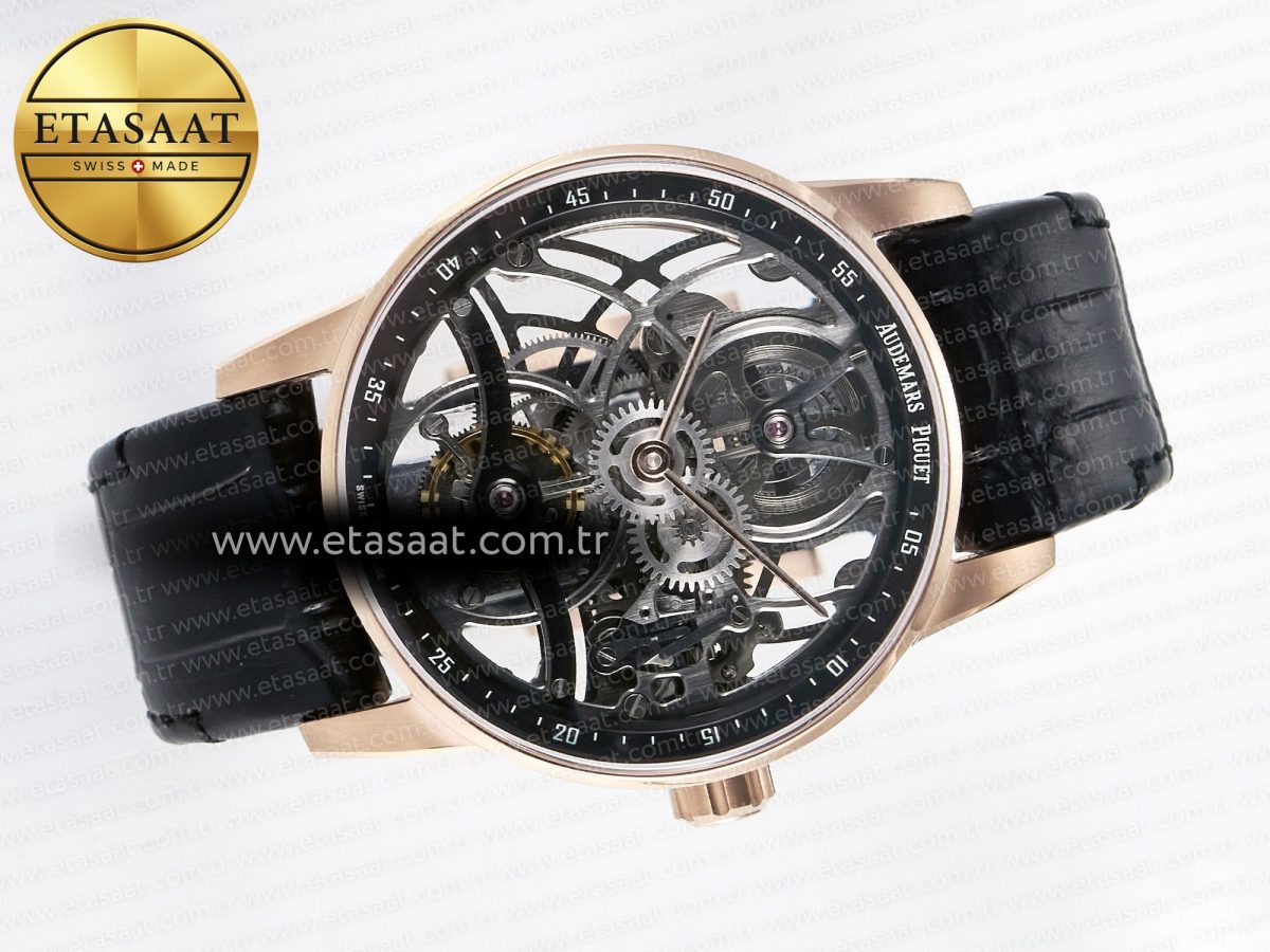 Audemars Piguet CODE 11.59 Tourbillon 26600 RG APPF Best Edition Black Dial on Black Leather Strap A2948 - Görsel 8