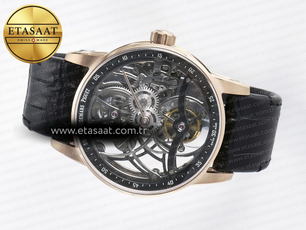 Audemars Piguet CODE 11.59 Tourbillon 26600 RG APPF Best Edition Black Dial on Black Leather Strap A2948 - Görsel 9