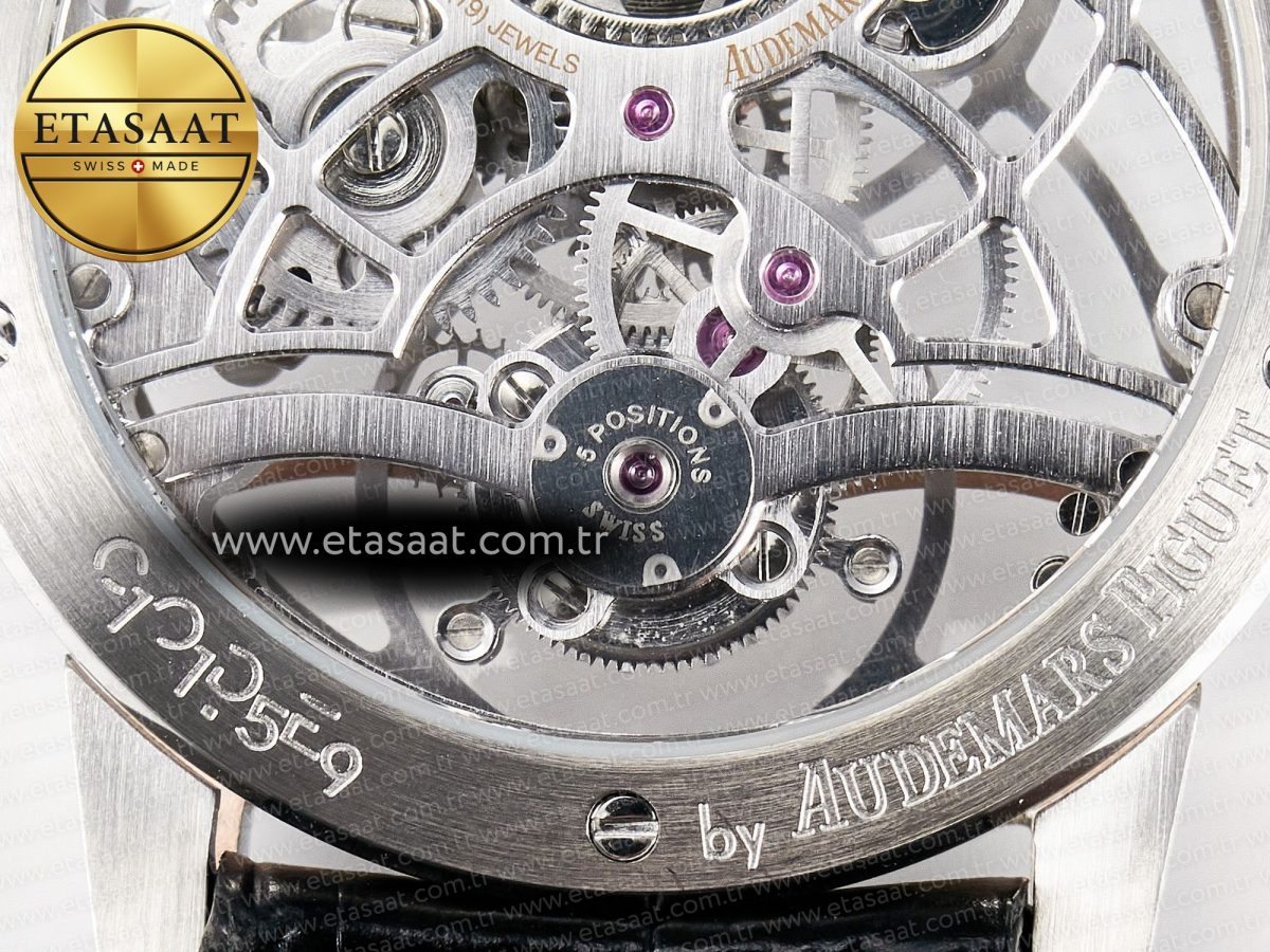 Audemars Piguet CODE 11.59 Tourbillon 26600 SS APPF Best Edition White Dial on Black Leather Strap A2948 - Görsel 19