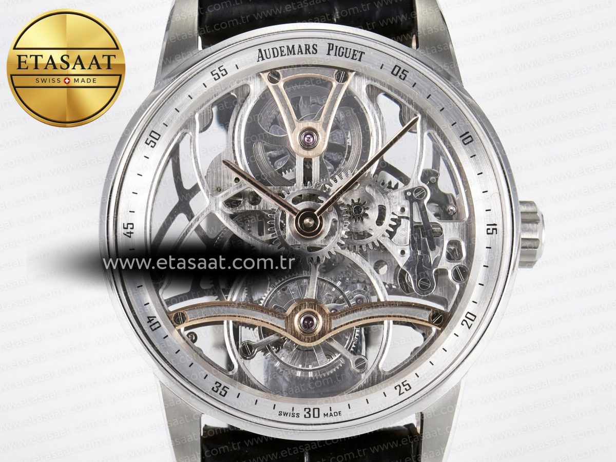 Audemars Piguet CODE 11.59 Tourbillon 26600 SS APPF Best Edition White Dial on Black Leather Strap A2948 - Görsel 4