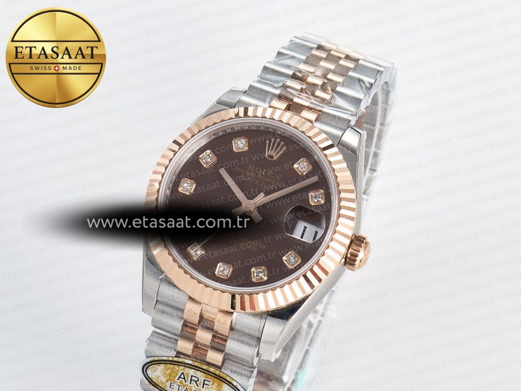 datejust 31 278271 arf 11 best edition 904l steel brown diamonds dial on ss rg jubilee bracelet eta 26881