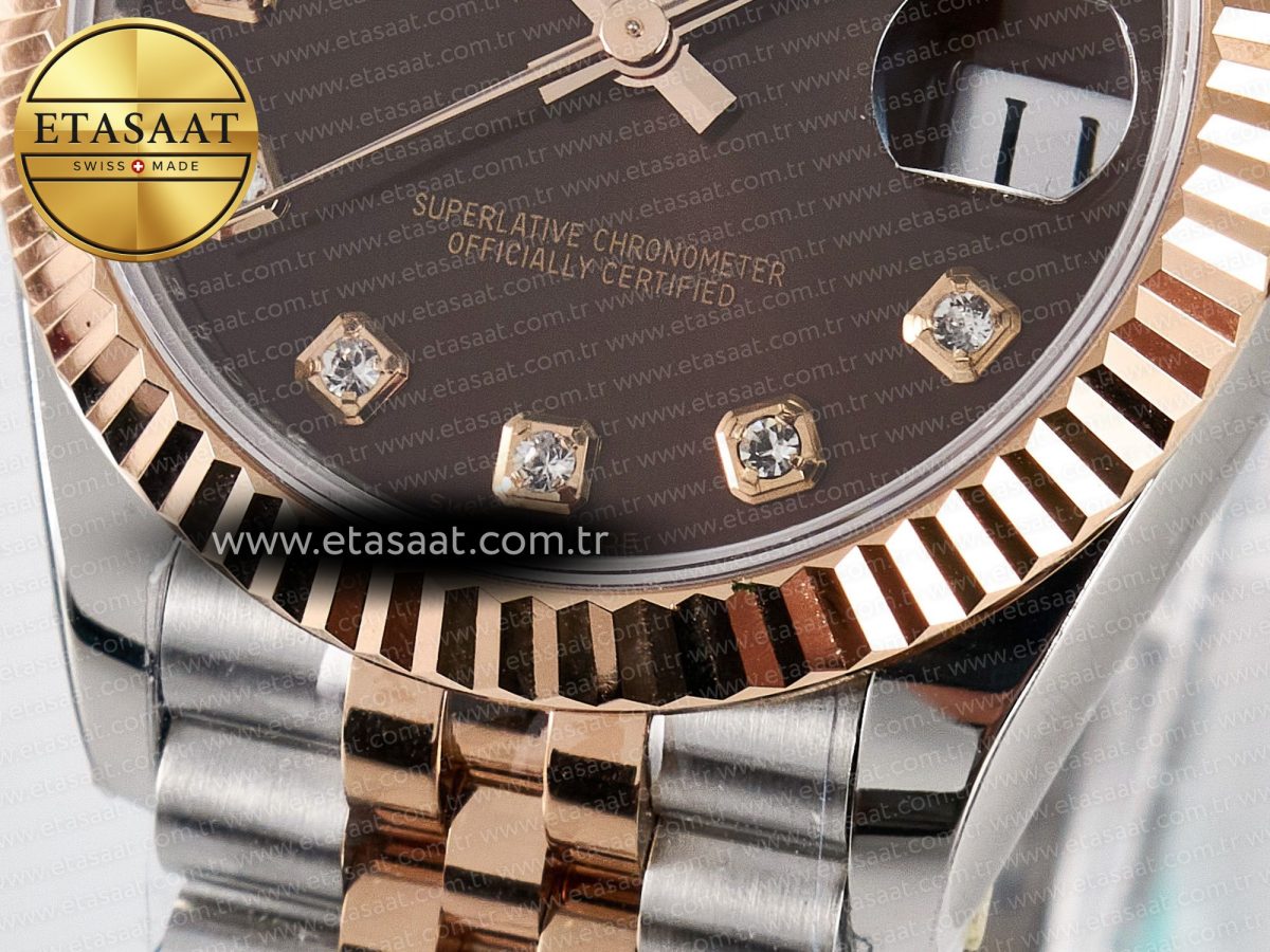 Rolex DateJust 31 278271 ARF 1:1 Best Edition 904L Steel Brown Diamonds Dial on SS/RG Jubilee Bracelet ETA 2688 - Görsel 12