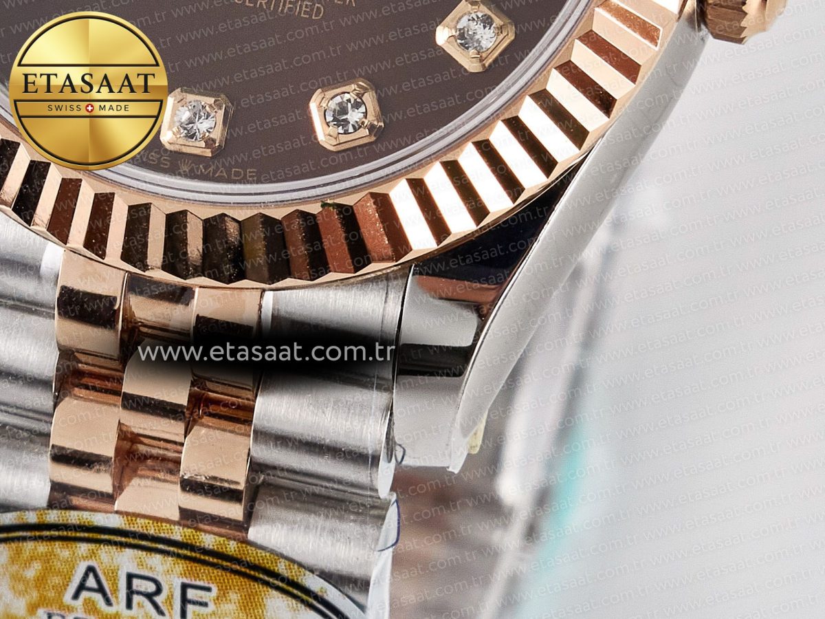 Rolex DateJust 31 278271 ARF 1:1 Best Edition 904L Steel Brown Diamonds Dial on SS/RG Jubilee Bracelet ETA 2688 - Görsel 13