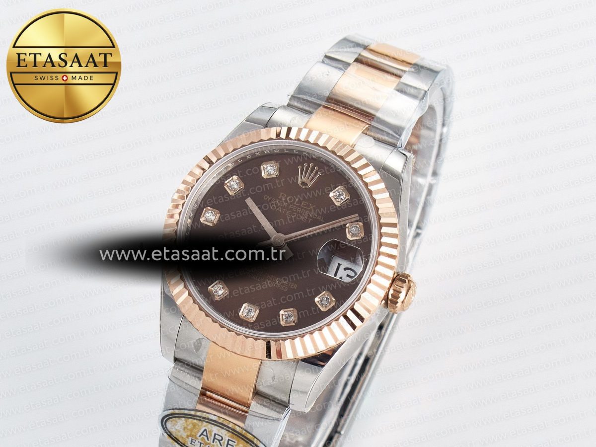 Rolex DateJust 31 278271 ARF 1:1 Best Edition 904L Steel Brown Diamonds Dial on SS/RG Oyster Bracelet ETA 2688 - Görsel 1