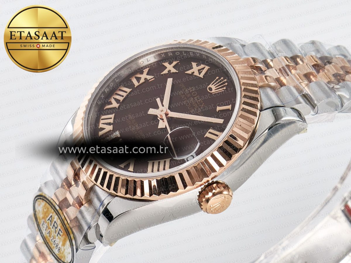 Rolex DateJust 31 278271 ARF 1:1 Best Edition 904L Steel Brown Roman Diamonds Dial on SS/RG Jubilee Bracelet ETA 2688 - Görsel 6