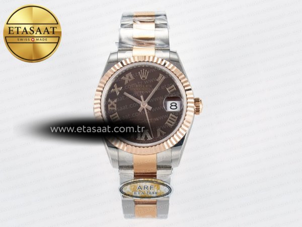 Rolex Datejust 31 278271 ARF Kahve Roma Pırlantalı 2688 11 Eta Saat - 1:1 Süper Klon Replika Saat