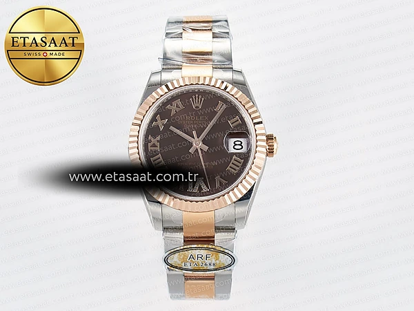 Rolex Datejust 31 278271 ARF Kahve Roma Pırlantalı 2688 11 Eta Saat - 1:1 Süper Klon Replika Saat
