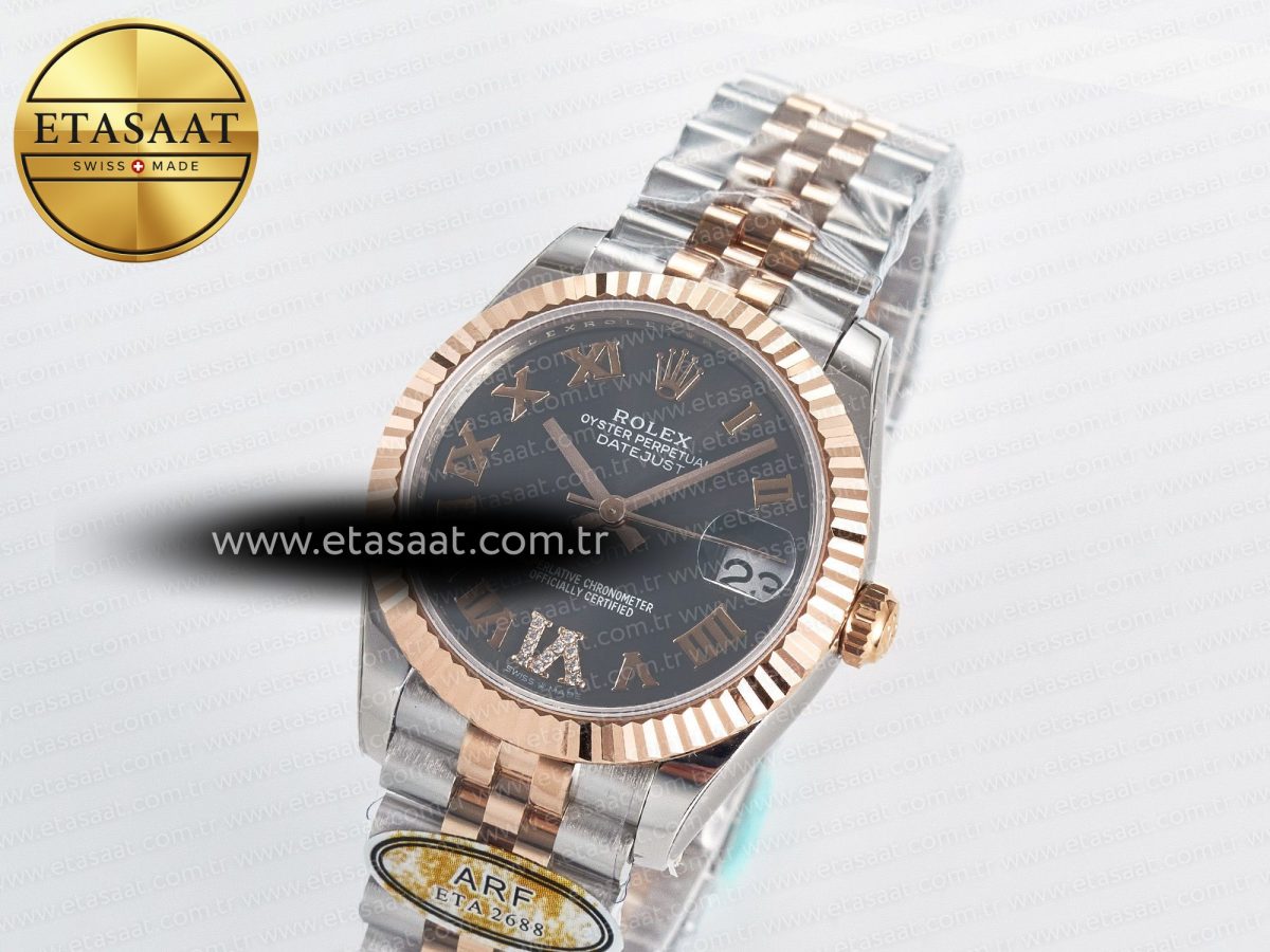 Rolex DateJust 31 278271 ARF 1:1 Best Edition 904L Steel Gray Roman Diamonds Dial on SS/RG Jubilee Bracelet ETA 2688 - Görsel 2