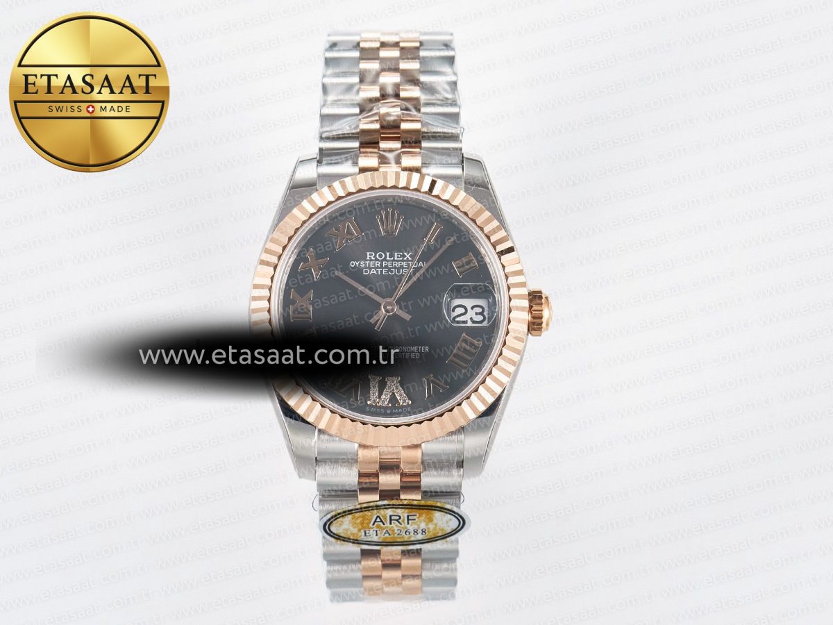 Rolex DateJust 31 278271 ARF 1:1 Best Edition 904L Steel Gray Roman Diamonds Dial on SS/RG Jubilee Bracelet ETA 2688 - Görsel 3