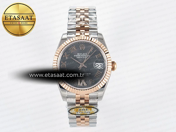 Rolex Datejust 31 278271 ARF Gri Roma Pırlanta Jubilee 2688 Eta Saat - 1:1 Süper Klon Replika Saat