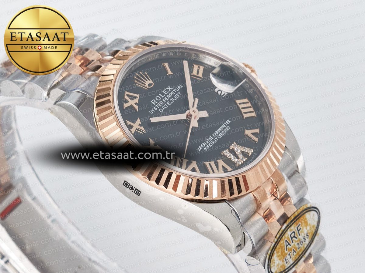 Rolex DateJust 31 278271 ARF 1:1 Best Edition 904L Steel Gray Roman Diamonds Dial on SS/RG Jubilee Bracelet ETA 2688 - Görsel 7