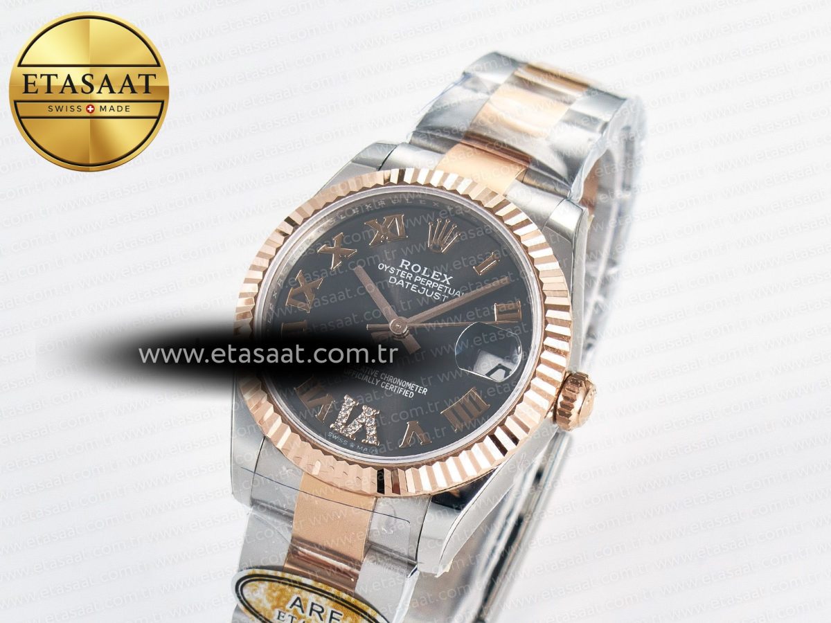 Rolex DateJust 31 278271 ARF 1:1 Best Edition 904L Steel Gray Roman Diamonds Dial on SS/RG Oyster Bracelet ETA 2688 - Görsel 1