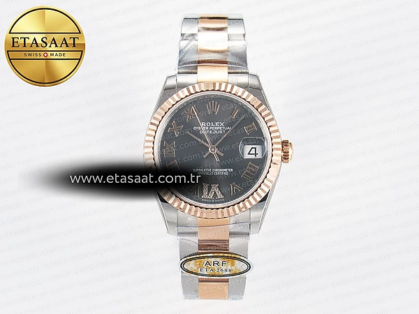 Rolex Datejust 31 278271 ARF Gri Roma Pırlanta Oyster 2688 Eta Saat - 1:1 Süper Klon Replika Saat