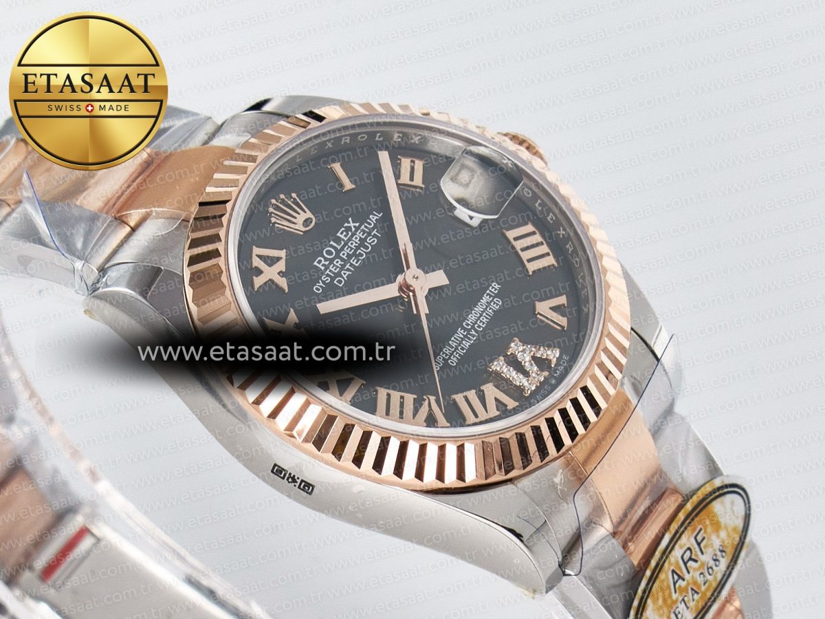 Rolex DateJust 31 278271 ARF 1:1 Best Edition 904L Steel Gray Roman Diamonds Dial on SS/RG Oyster Bracelet ETA 2688 - Görsel 7