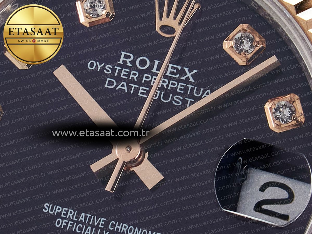 Rolex DateJust 31 278271 ARF 1:1 Best Edition 904L Steel Purple Diamonds Dial on SS/RG Oyster Bracelet ETA 2688 - Görsel 10
