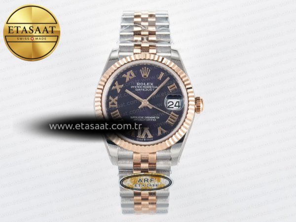 Rolex Datejust 31 278271 ARF Mor Roma Pırlantalı 2688 Eta Saat - 1:1 Süper Klon Replika Saat