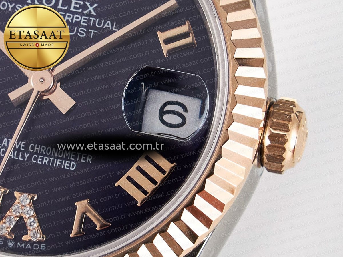 Rolex DateJust 31 278271 ARF 1:1 Best Edition 904L Steel Purple Roman Diamonds Dial on SS/RG Oyster Bracelet ETA 2688 - Görsel 11