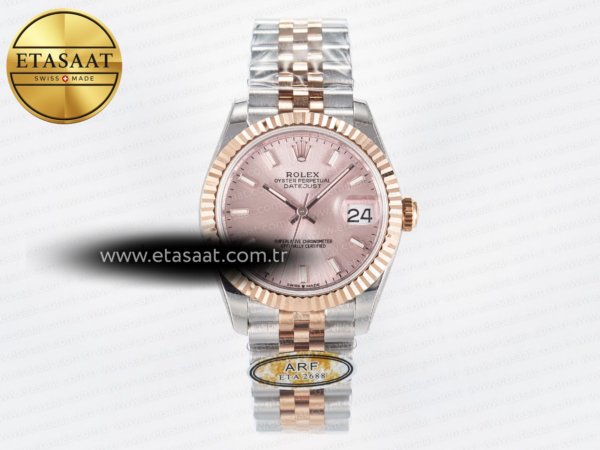 Rolex Datejust 31 278271 ARF Pembe Altın Kadran Çizgi 2688 Eta Saat - 1:1 Süper Klon Replika Saat
