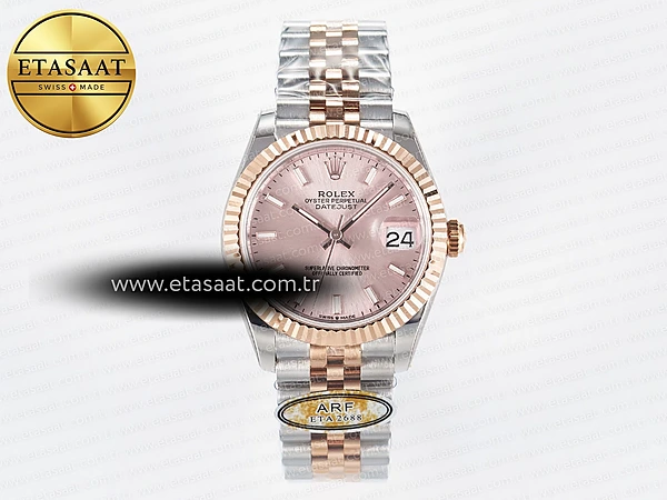 Rolex Datejust 31 278271 ARF Pembe Altın Kadran Çizgi 2688 Eta Saat - 1:1 Süper Klon Replika Saat
