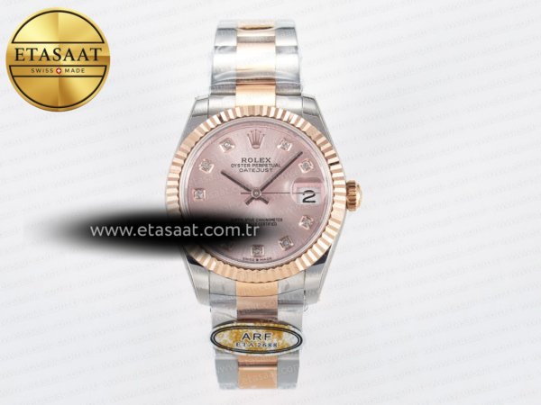Rolex Datejust 31 278271 ARF RG Pırlantalı Oyster 2688 Eta Saat - 1:1 Süper Klon Replika Saat